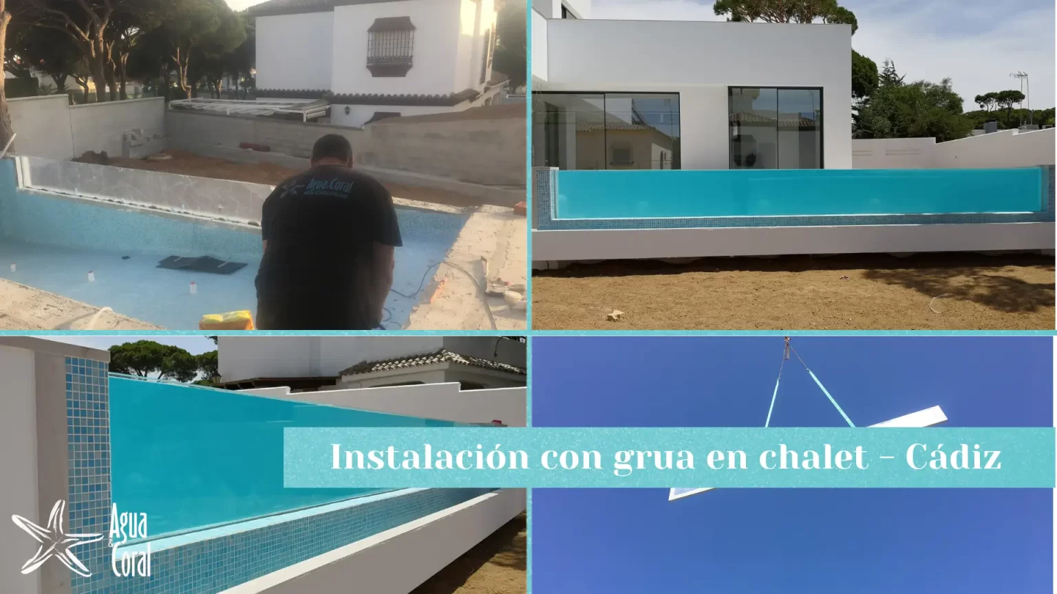Instalaciñon de metacrilato para piscina como ventana desbordante